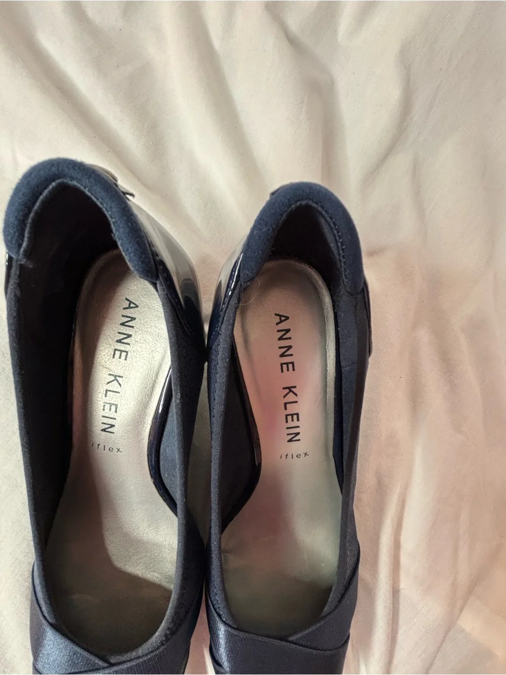 Anne Klein Timeout Wedge women’s size7 dark navy blue,  padded insole, i flex